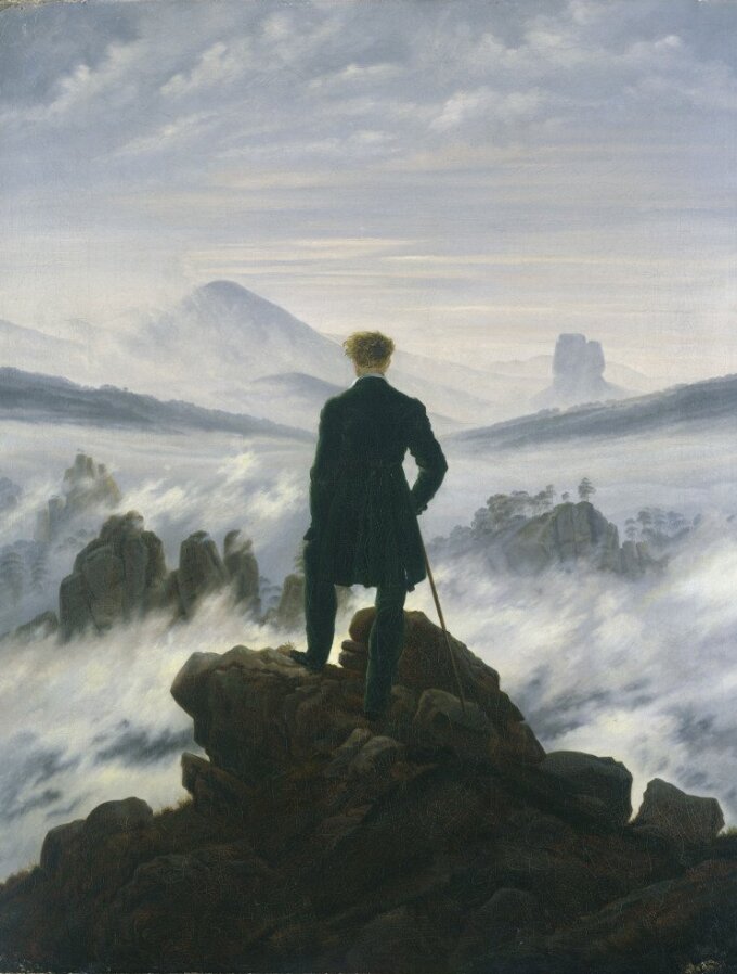 Der Wanderer über dem Nebelmeer, gemalt um 1817 von Caspar David Friedrich